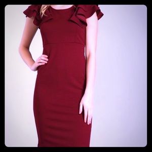 BLVD, short, bodycon dress, ruffled short sleeves